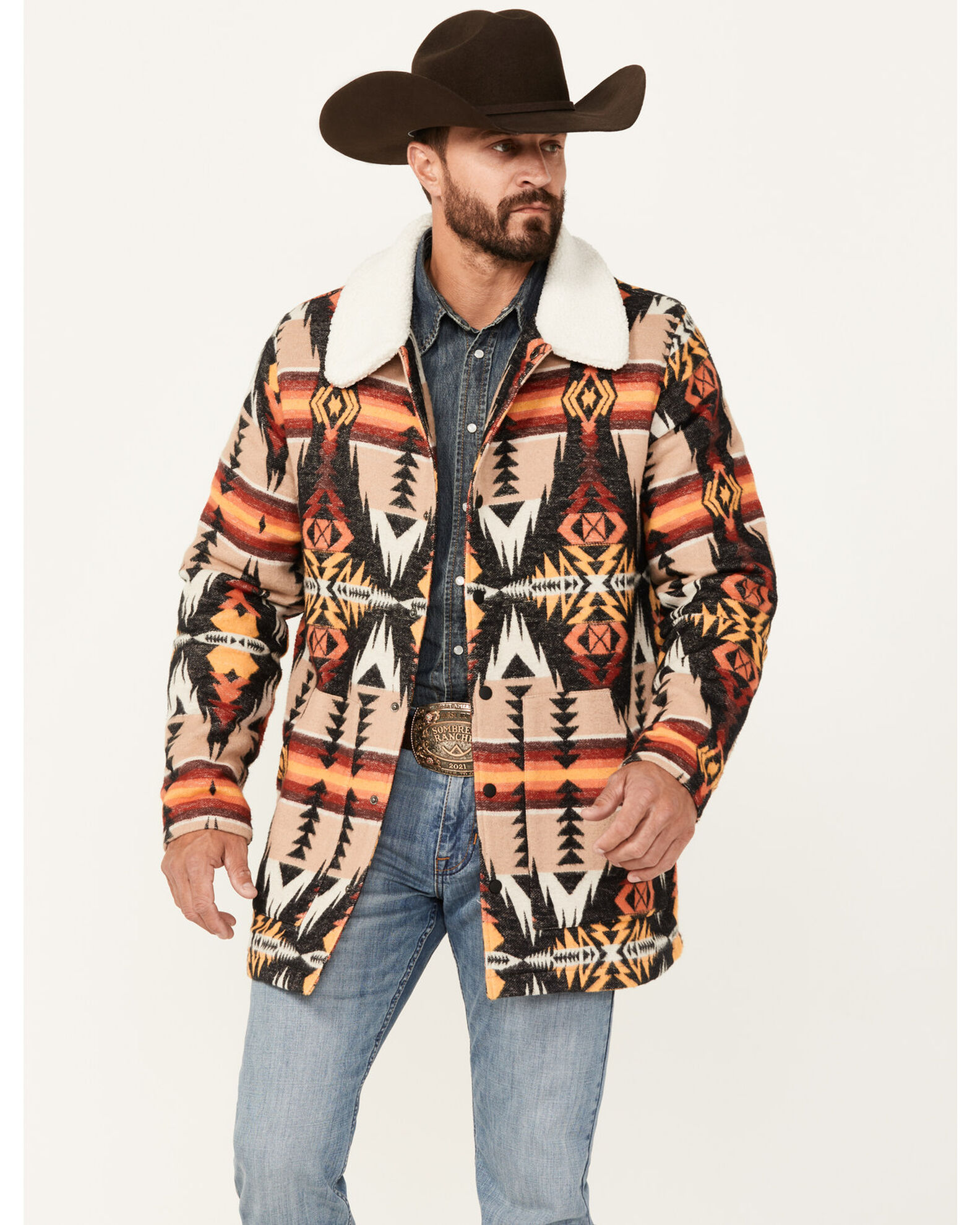 Long sherpa jacket mens sale