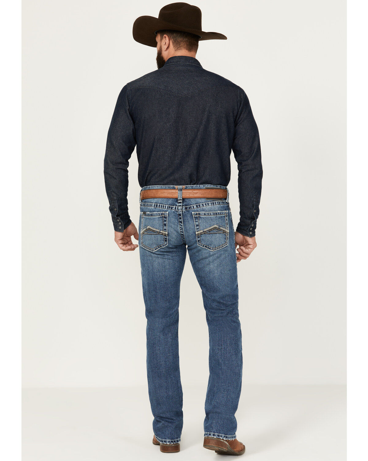 Image #3 - Ariat Men's M7 Peconic Remming Medium Wash Slim Straight Stretch Jeans, Medium Wash, hi-res