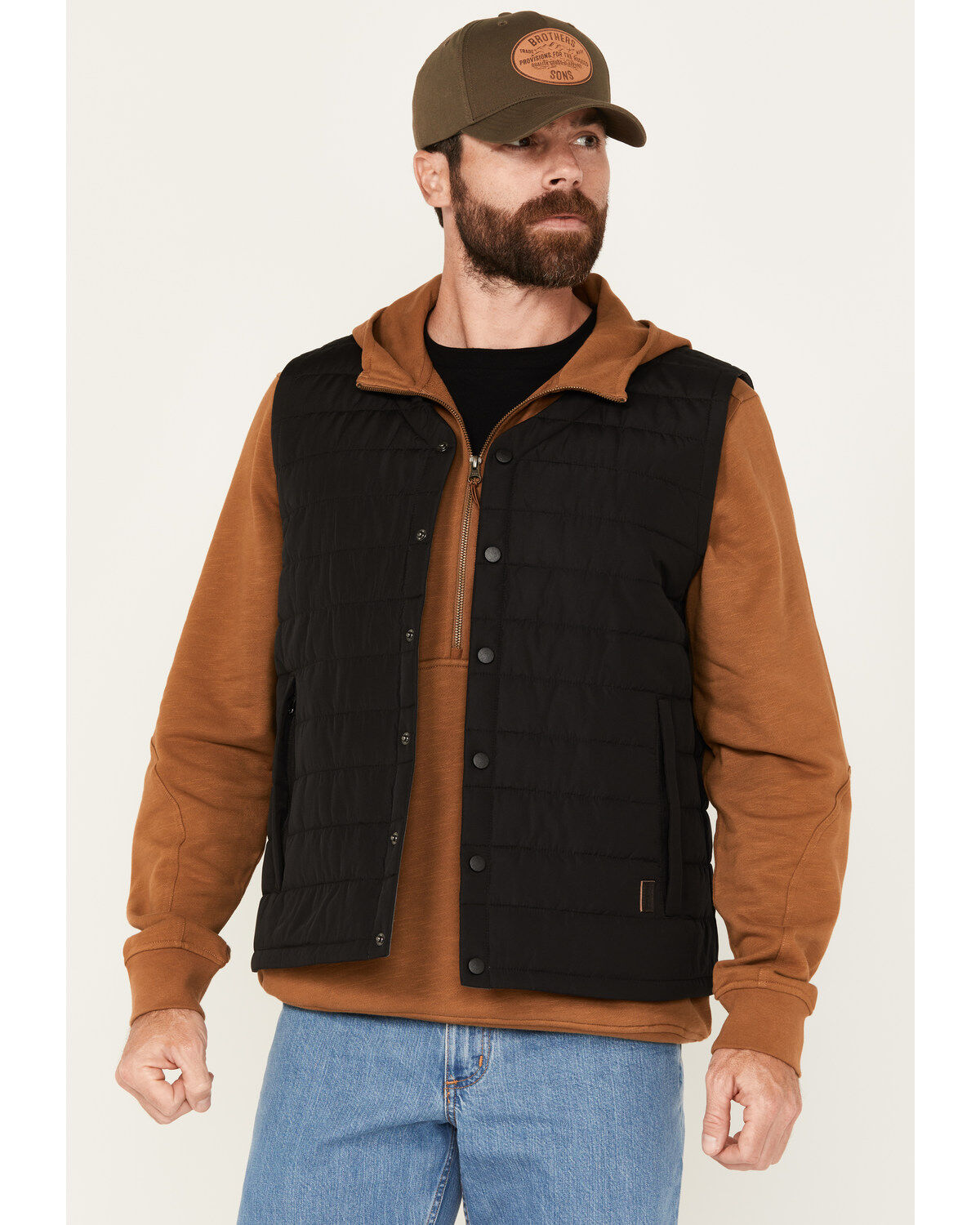 Image #1 - Brothers and Sons Men's Cameron Insulated Snap Vest, Black, hi-res