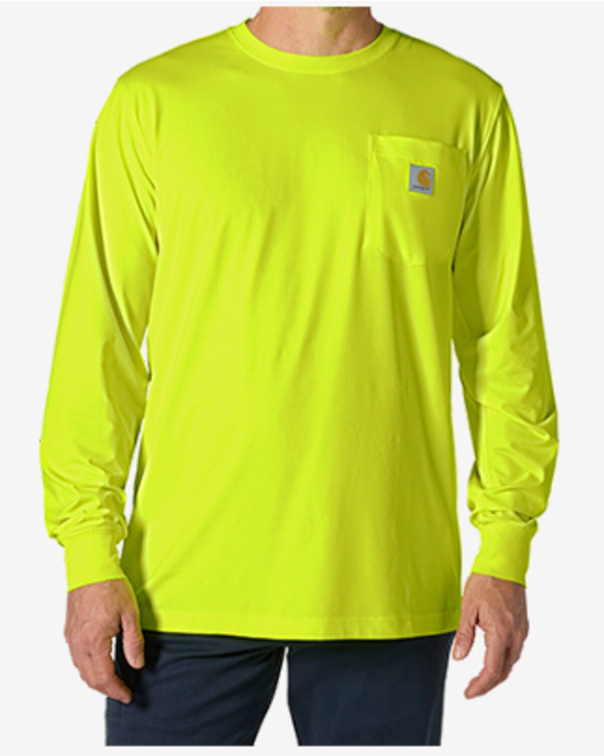 Carhartt Men's Force&reg; Relaxed Hi-Vis Long Sleeve Work T-Shirt, Bright Yellow, hi-res