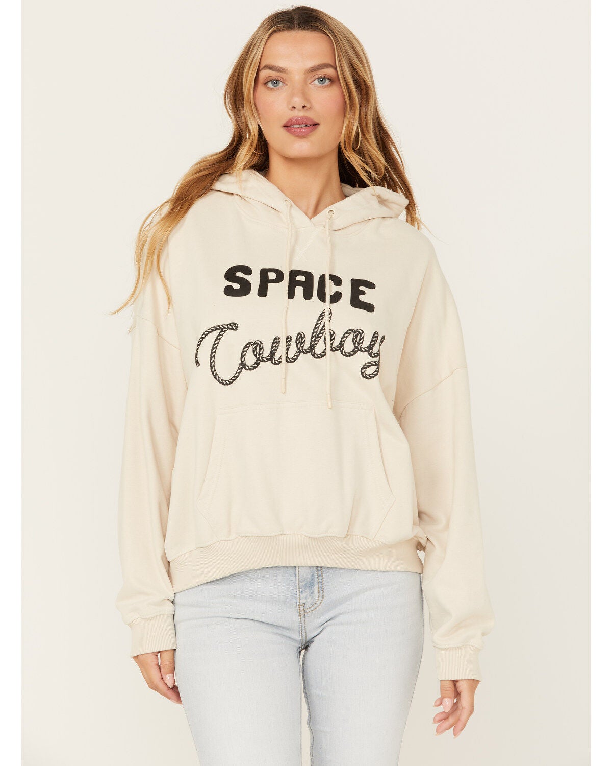 Wrangler Women's Space Cowboy Graphic Hoodie, Ivory, hi-res