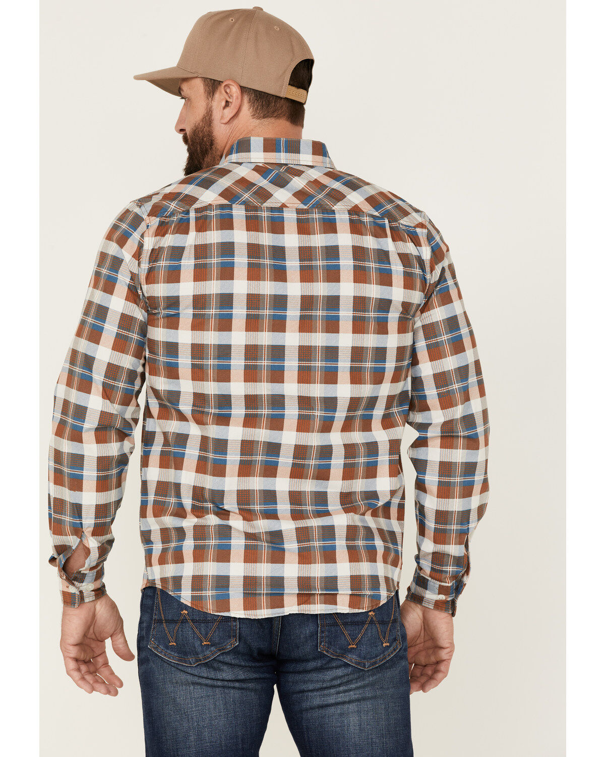 Image #4 - Brixton Men's Bowery Summer Weight Plaid Button-Down Western Shirt, Orange, hi-res
