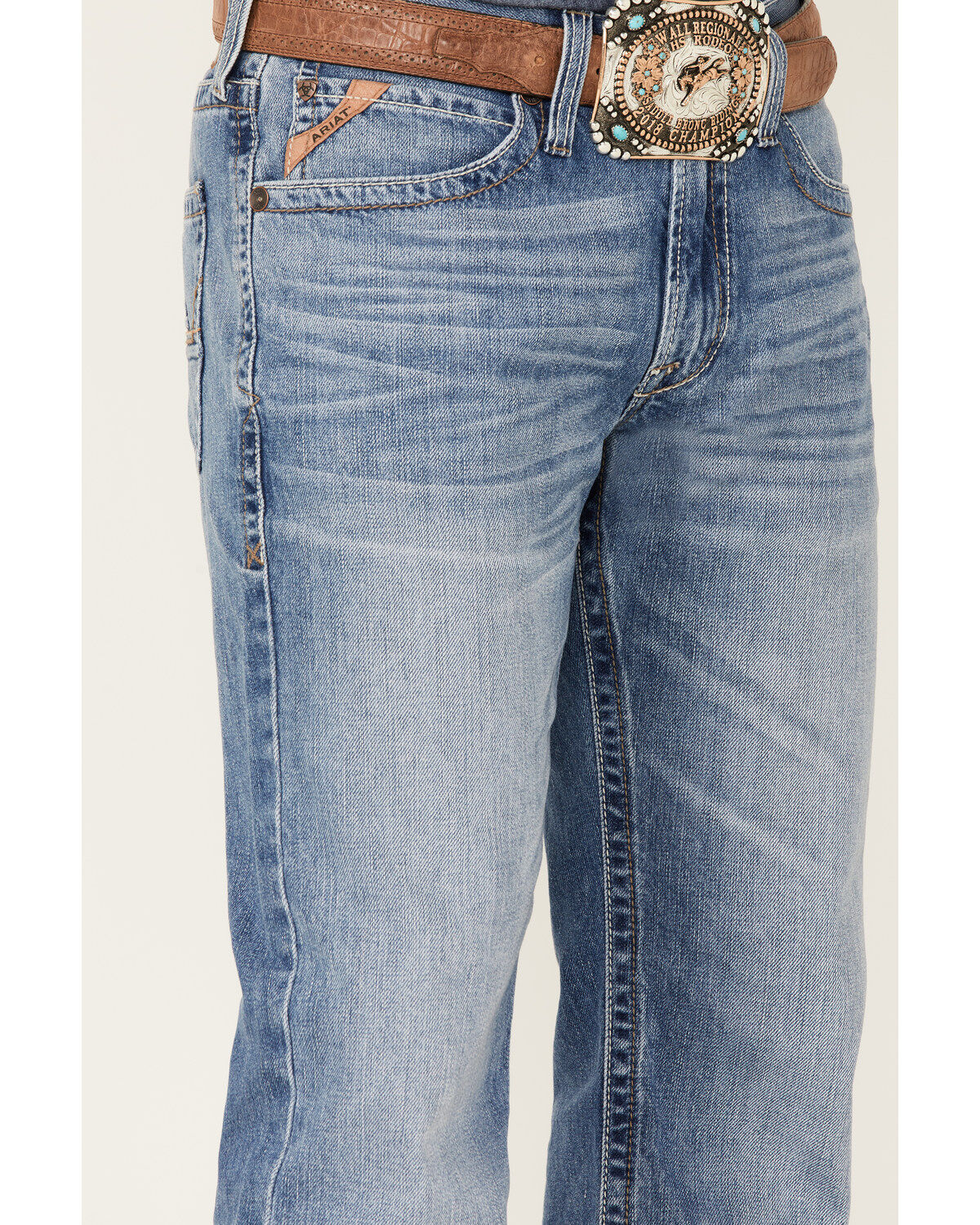 Image #2 - Ariat Men's M4 Dallas Goldfield Light Wash Relaxed Bootcut Jeans, , hi-res