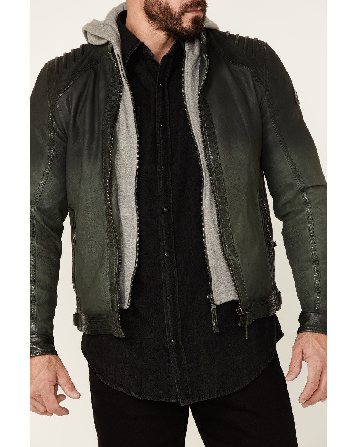 Image #3 - Mauritius Leather Men's Viko Hooded Zip-Front Moto Jacket , , hi-res