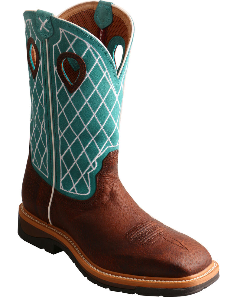 Twisted X Men's Lite Pattern Square Toe Western Work Boots, Brown, hi-res