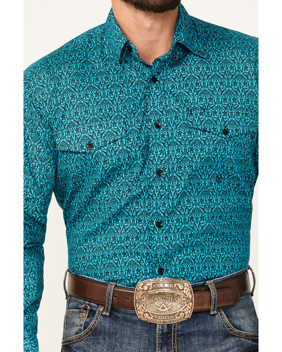 Image #3 - Roper Men's Amarillo Medallion Print Long Sleeve Button-Down Shirt, , hi-res