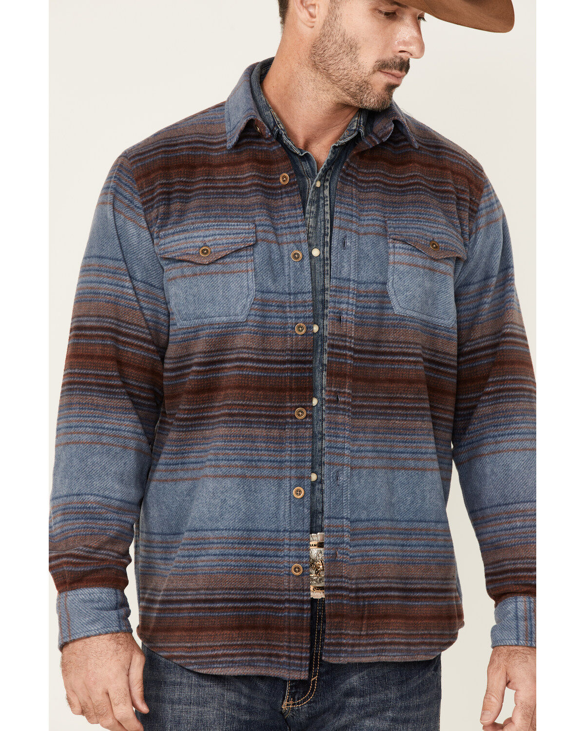 Image #3 - Gibson Men's Multi Baja Horizontal Stripe Long Sleeve Button-Down Western Shirt, Multi, hi-res