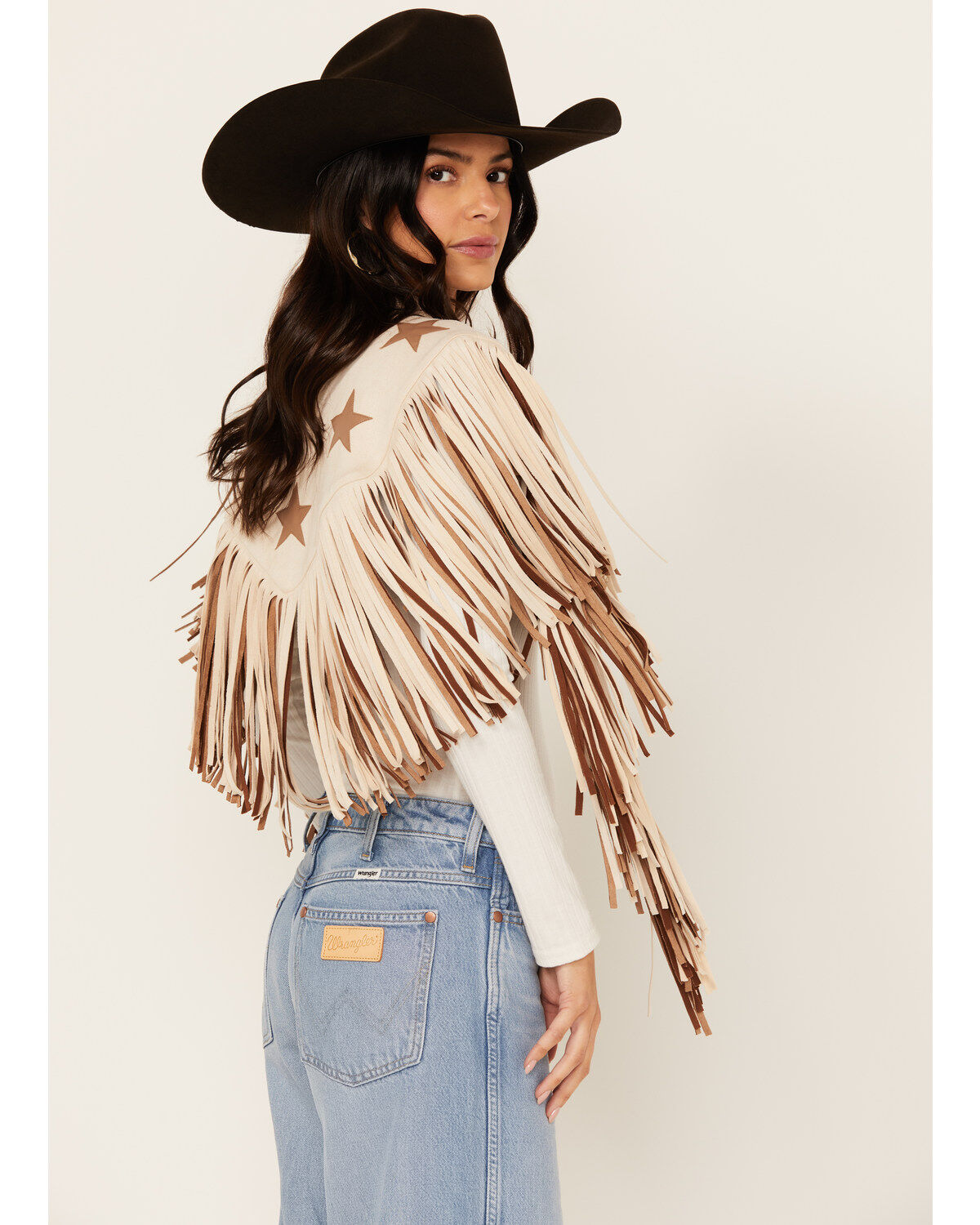 Image #2 - Saints & Hearts Women's Faux Suede Star Cape, Cream, hi-res
