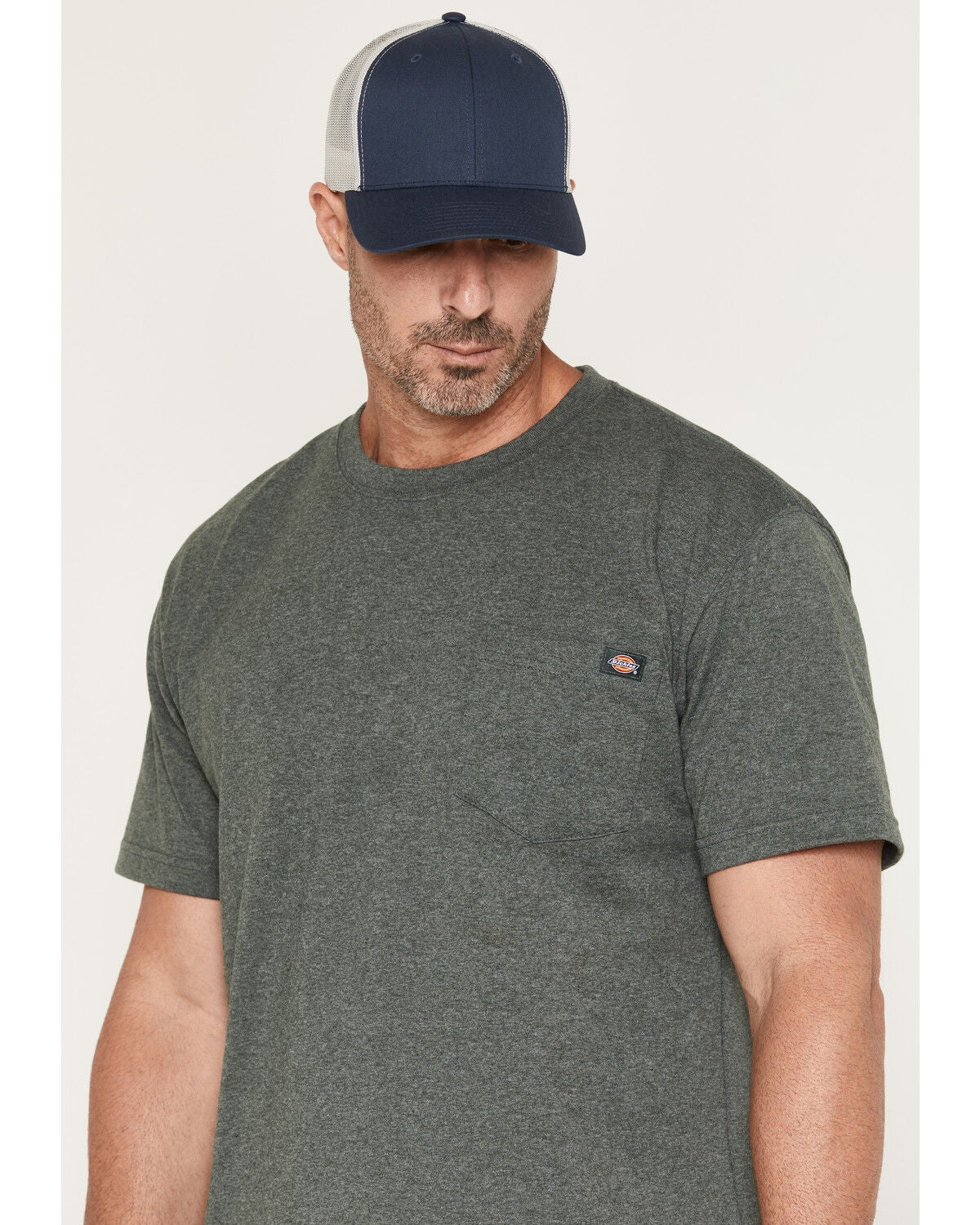 Image #2 - Dickies Men's Short Sleeve Heavyweight Work Shirt, Heather Green, hi-res