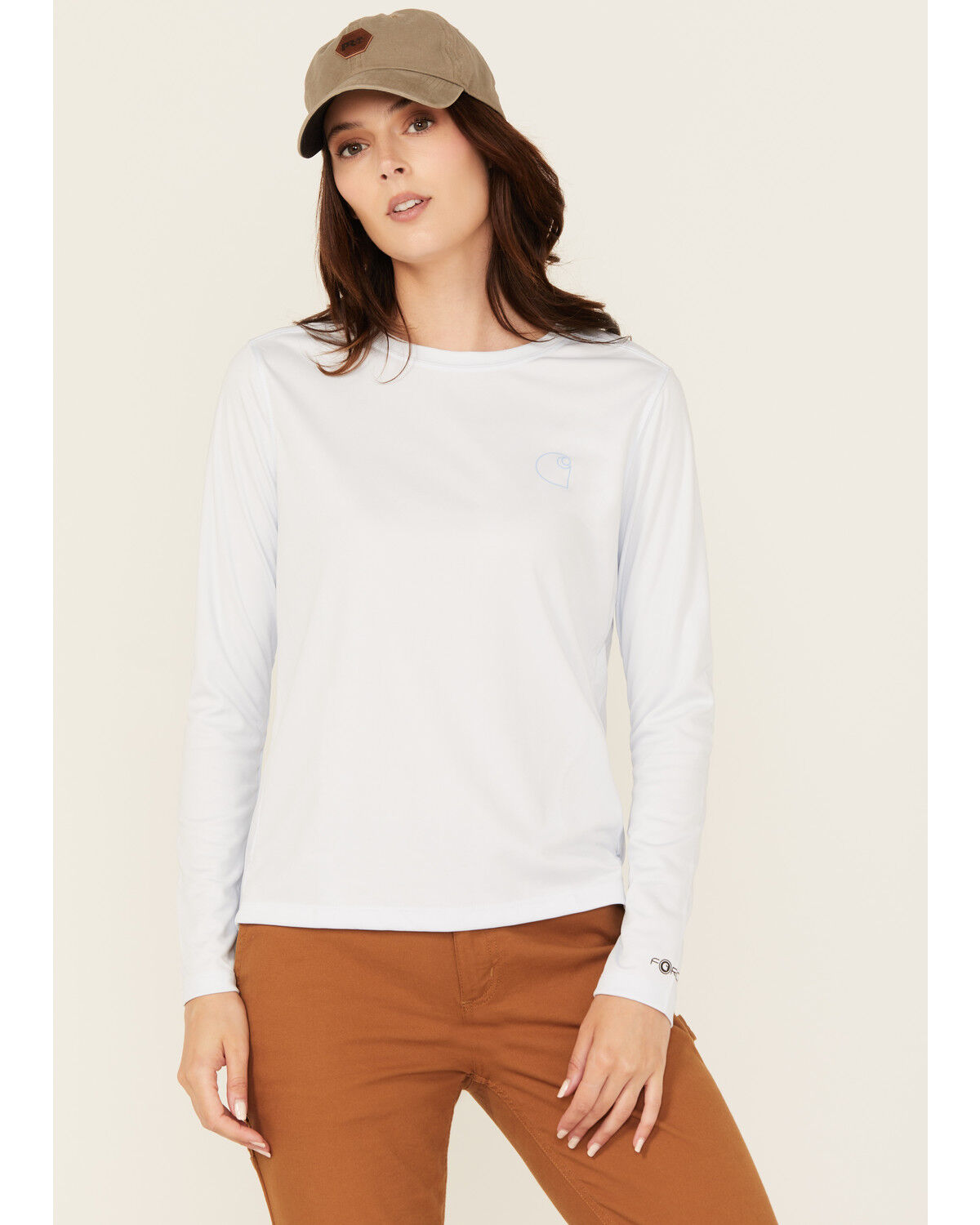 Image #1 - Carhartt Women's Force® Sun Defender Lightweight Long Sleeve Graphic Work T-Shirt, Light Blue, hi-res