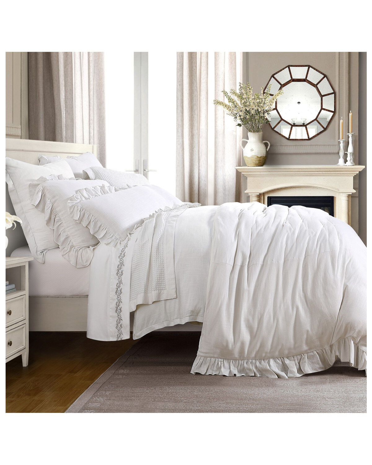 Image #1 - HiEnd Accents Lily Washed King Linen Duvet, White, hi-res