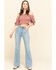 Loveriche Women's Floral Print Smocked Crop Top, Rust Copper, hi-res
