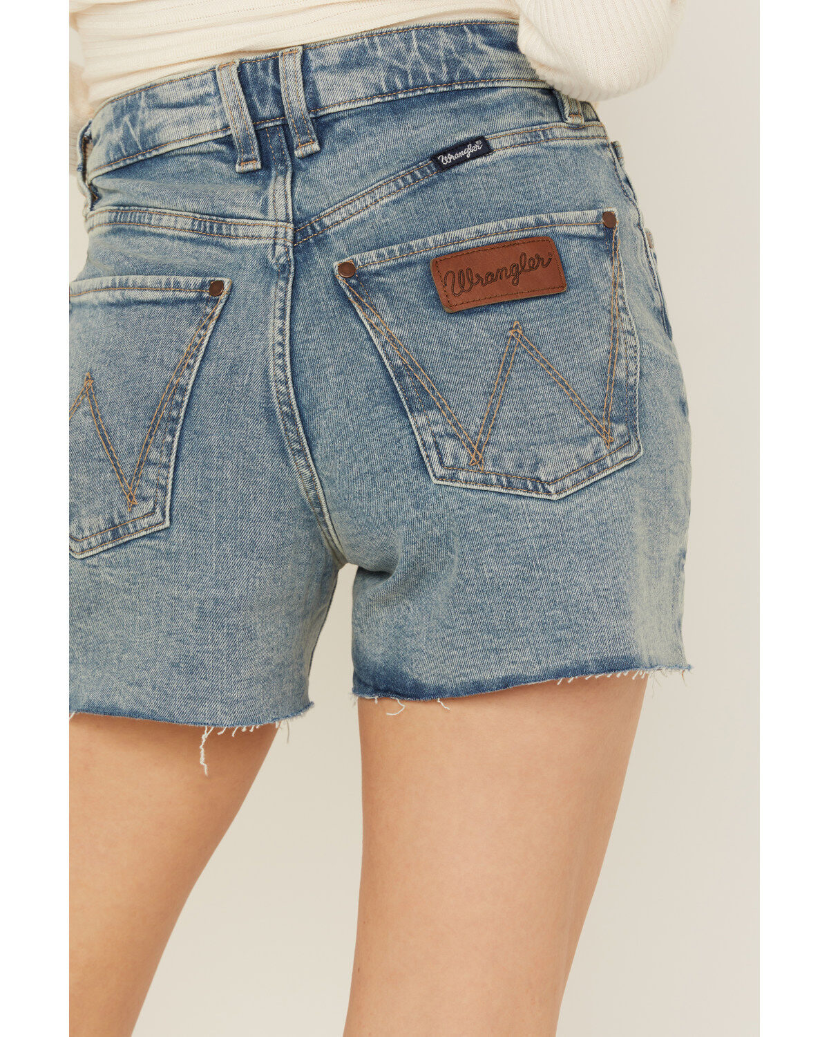 Product Name:  Wrangler Retro Women's Light Wash Bailey High Rise Cutoff Denim Shorts