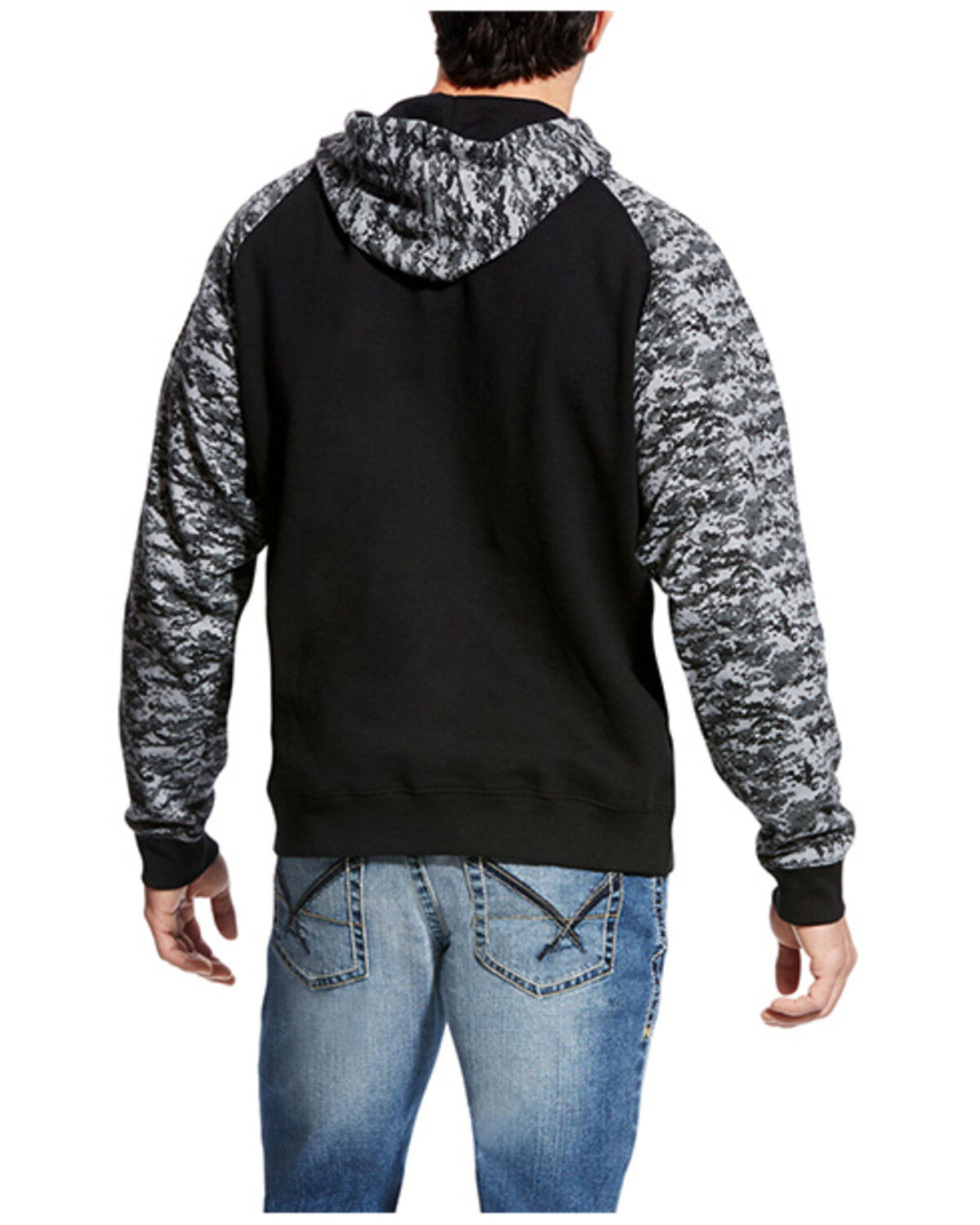 Image #2 - Ariat Men's Patriot Camo Print Hooded Sweatshirt - Big, Black, hi-res