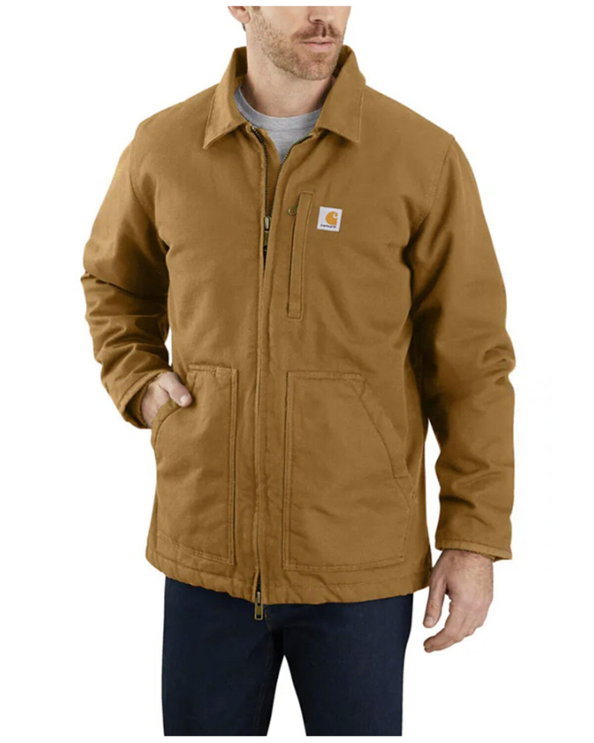 Image #1 - Carhartt Men's Loose Fit Washed Duck Sherpa Lined Coat - Big, Brown, hi-res