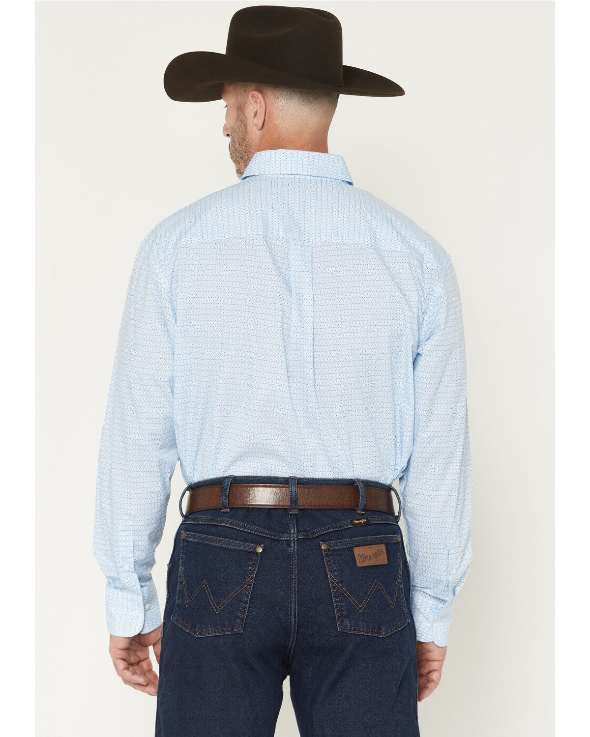 Image #4 - Wrangler Men's Geo Print Long Sleeve Button-Down Stretch Western Shirt - Big, Blue, hi-res