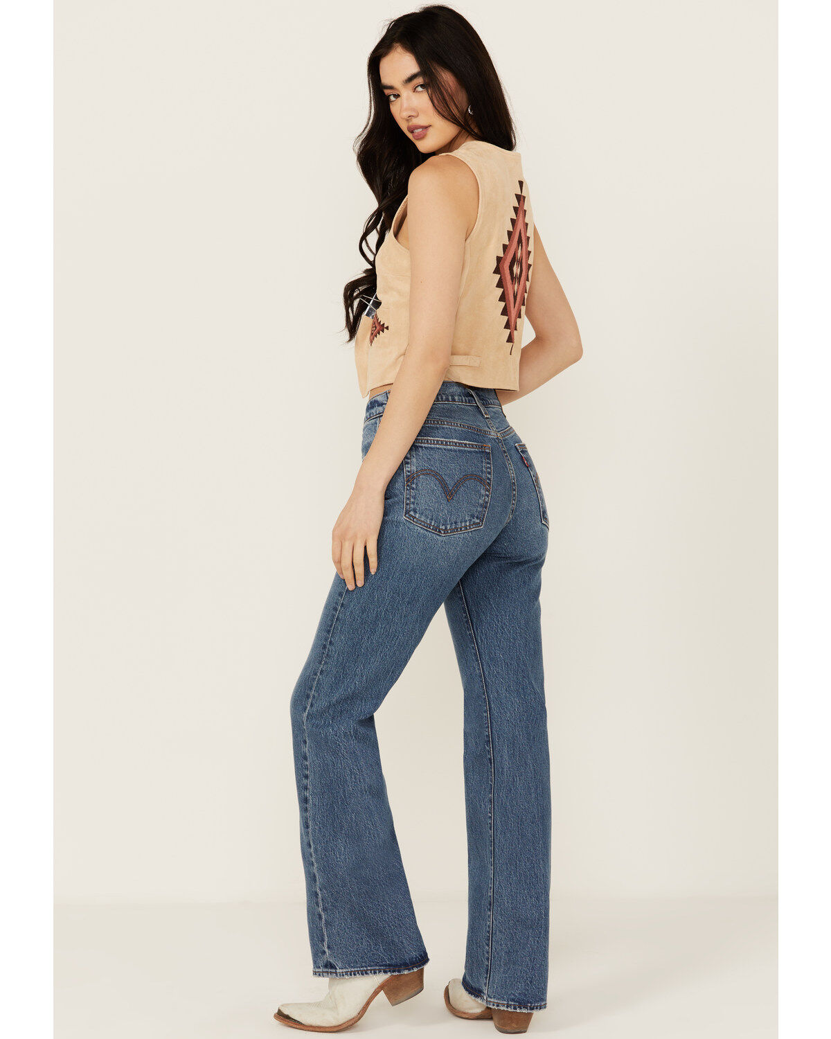 Image #3 - Levi's Premium Fair Point Women's Medium Wash High Rise Straight Stretch Denim Jeans, Medium Wash, hi-res