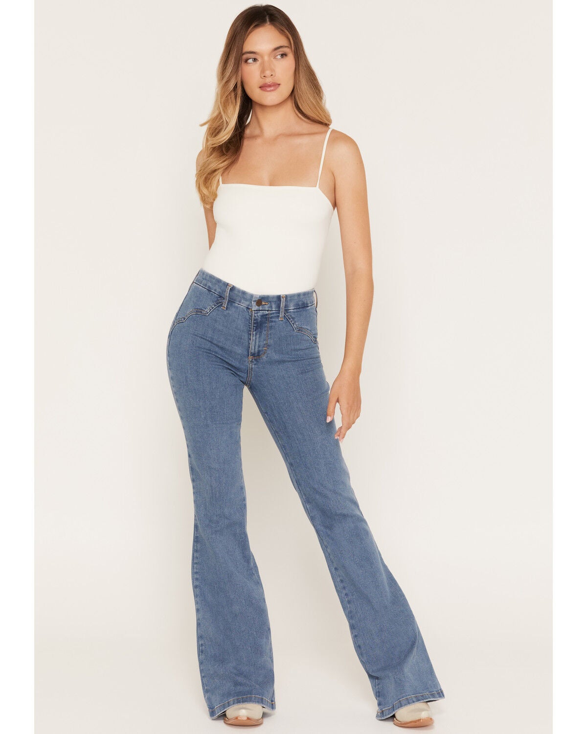 Image #1 - Wrangler Women's Jemma Medium Wash Bespoke High Rise Flare Stretch Denim Jeans, Medium Wash, hi-res
