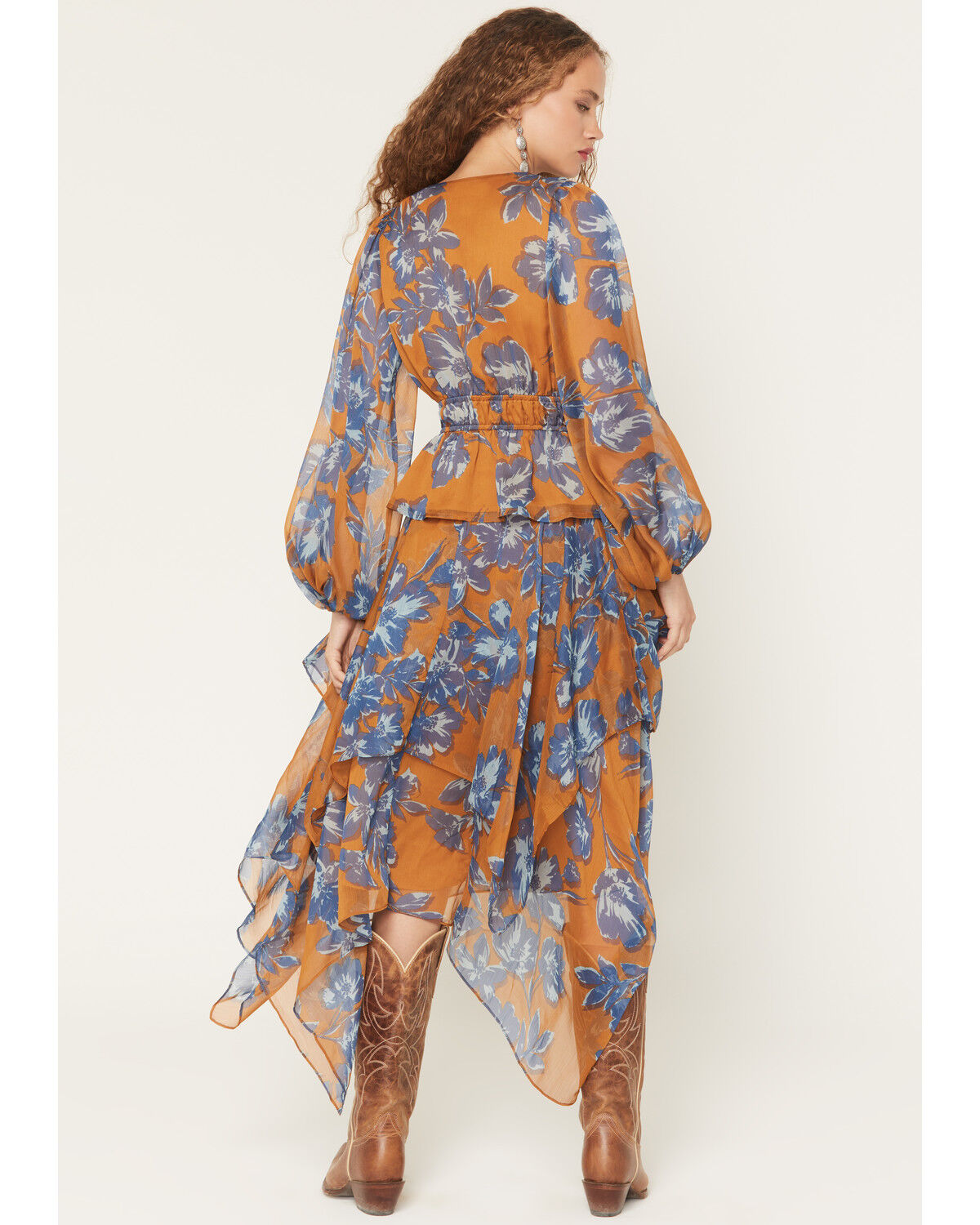 Image #3 - Shyanne Women's Floral Tiered Midi Skirt, Pecan, hi-res