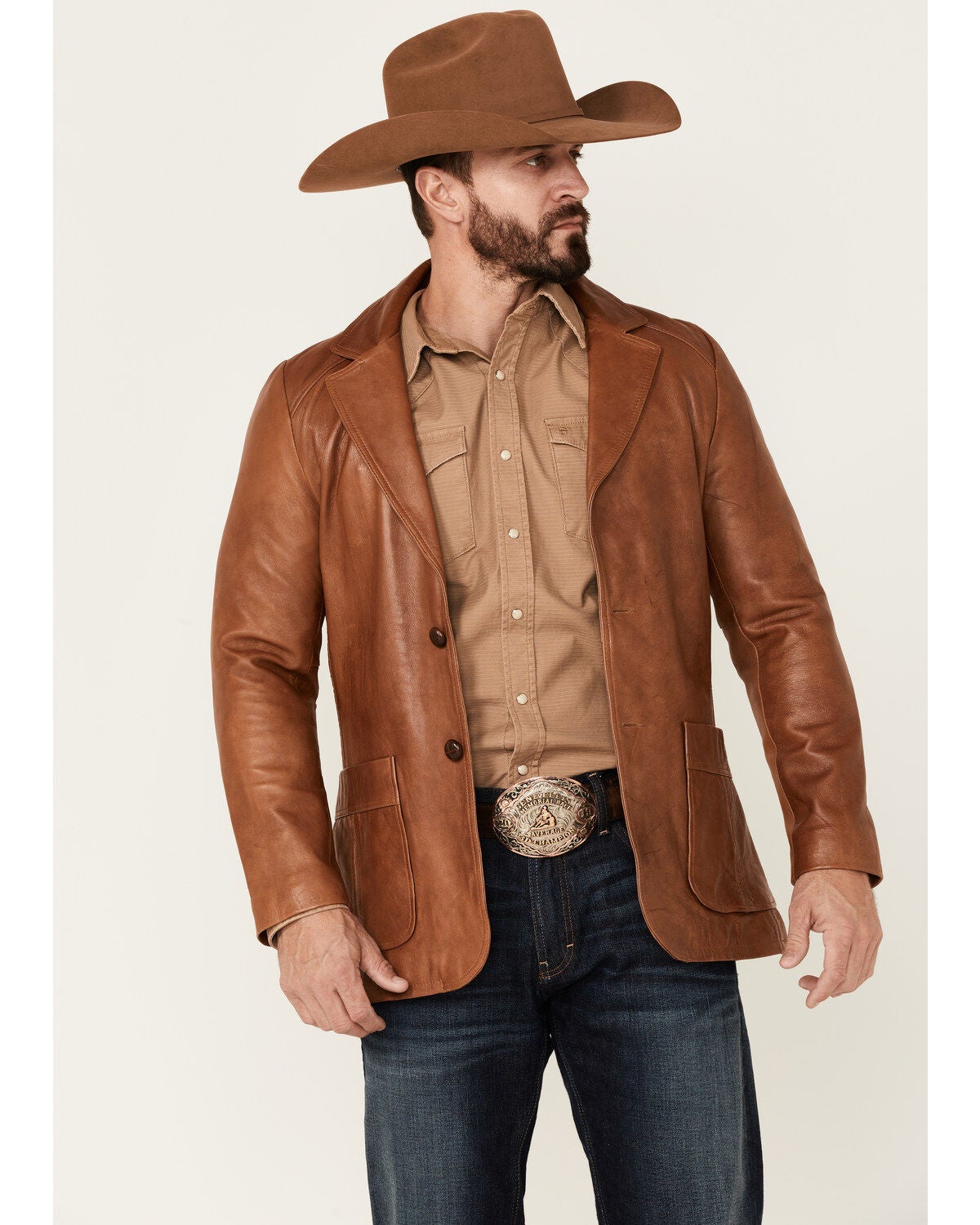 western leather blazer