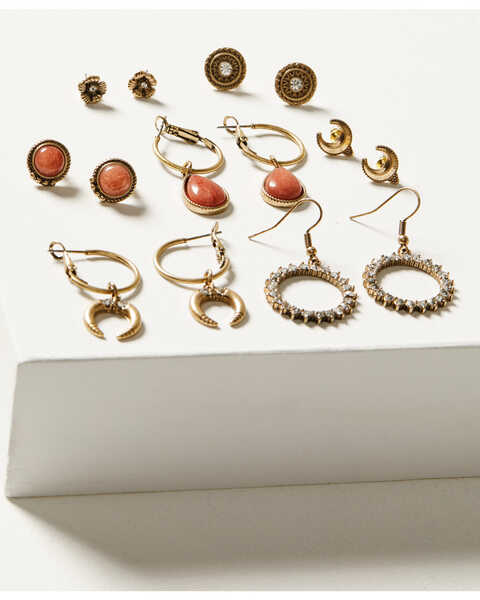 Shyanne Women's Golden Hour Crescent 7-Piece Earrings Set, Gold, hi-res