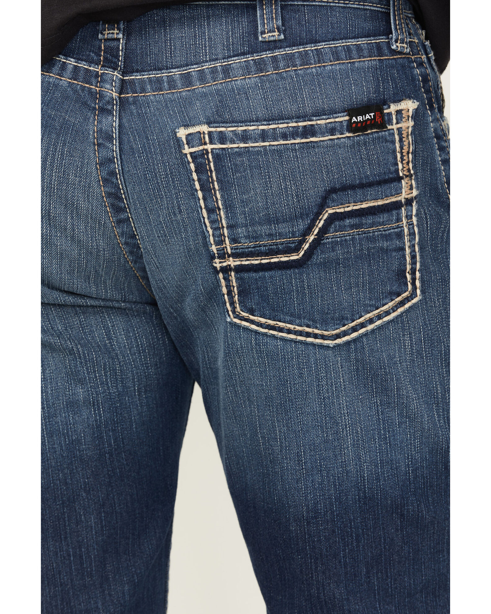 Image #4 - Ariat Men's FR M5 Slim DuraStretch Truckee Stackable Straight Leg Jeans, Blue, hi-res