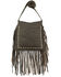 American West Women's Studded Fringe Crossbody Messenger, Chocolate, hi-res