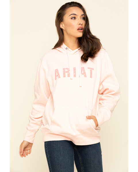 Ariat Women's Blush Logo Hoodie Sweatshirt , Blush, hi-res