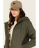 Image #2 - Lucky Brand Workwear Women's Chore Sherpa Lined Hooded Work Jacket, Olive, hi-res