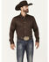 Cody James Men's Basic Twill Long Sleeve Button-Down Performance Western Shirt, Dark Brown, hi-res