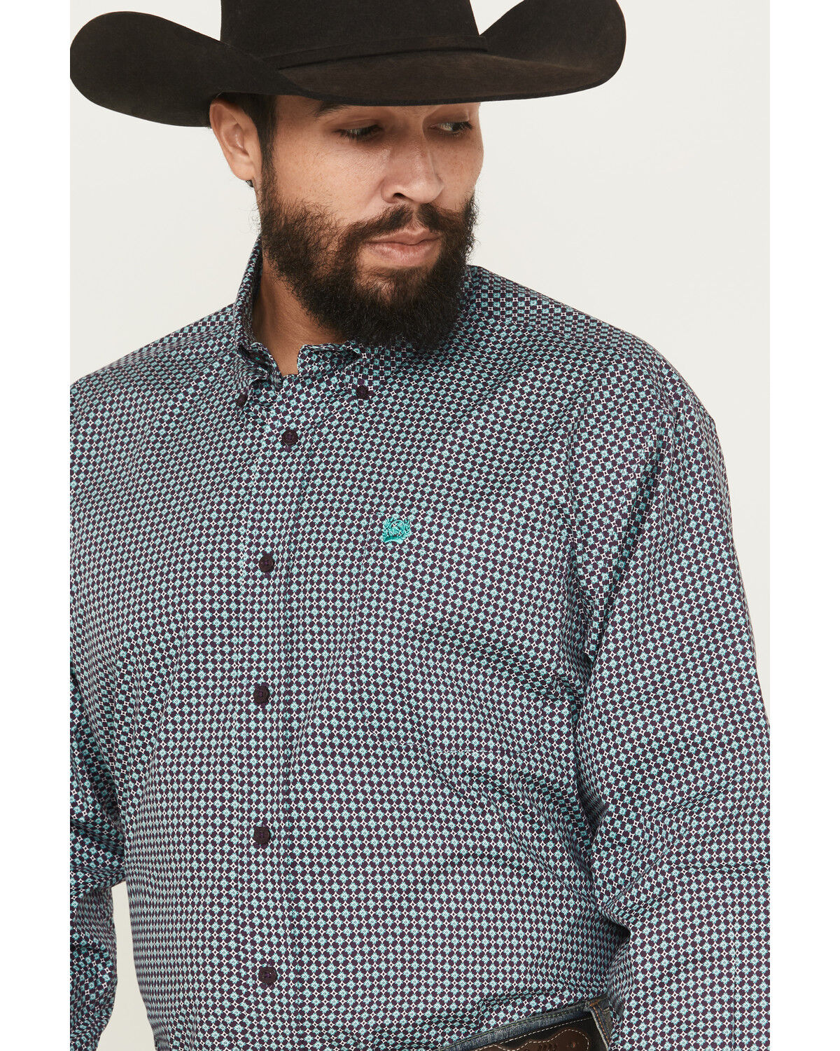 Image #2 - Cinch Men's Floral Geo Print Long Sleeve Button-Down Stretch Western Shirt, Purple, hi-res