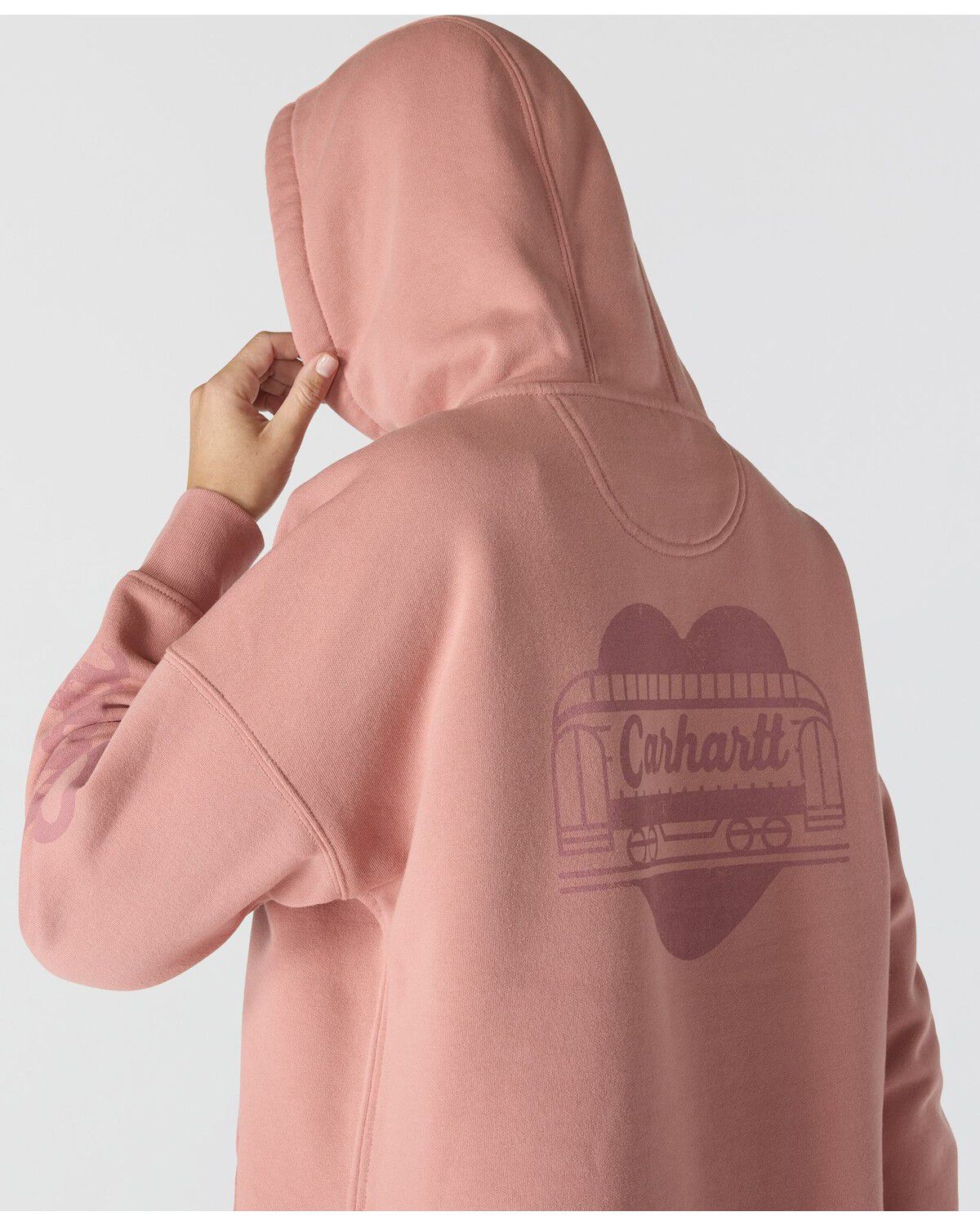 Image #4 - Carhartt Women's Oversized Midweight Graphic Work Hoodie, Rose, hi-res