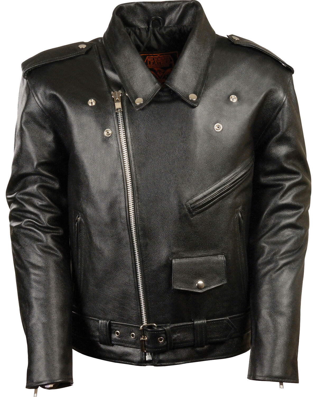 Image #4 - Milwaukee Leather Men's Classic Police Style M/C Jacket, Black, hi-res