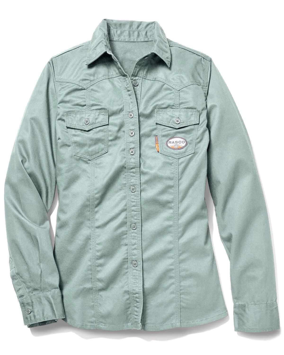 Image #1 - Rasco Women's FR Long Sleeve Button Down Work Shirt, Sage, hi-res
