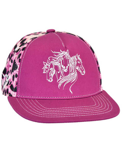 Cowgirl Hardware Girls' Triple Horse Ball Cap , Purple, hi-res