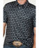 Panhandle Men's Southwestern Print Short Sleeve Performance Pearl Snap Polo, Black, hi-res
