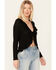 Image #2 - Bila77 Women's Ruffle Front Maxella Long Sleeve Top, Black, hi-res