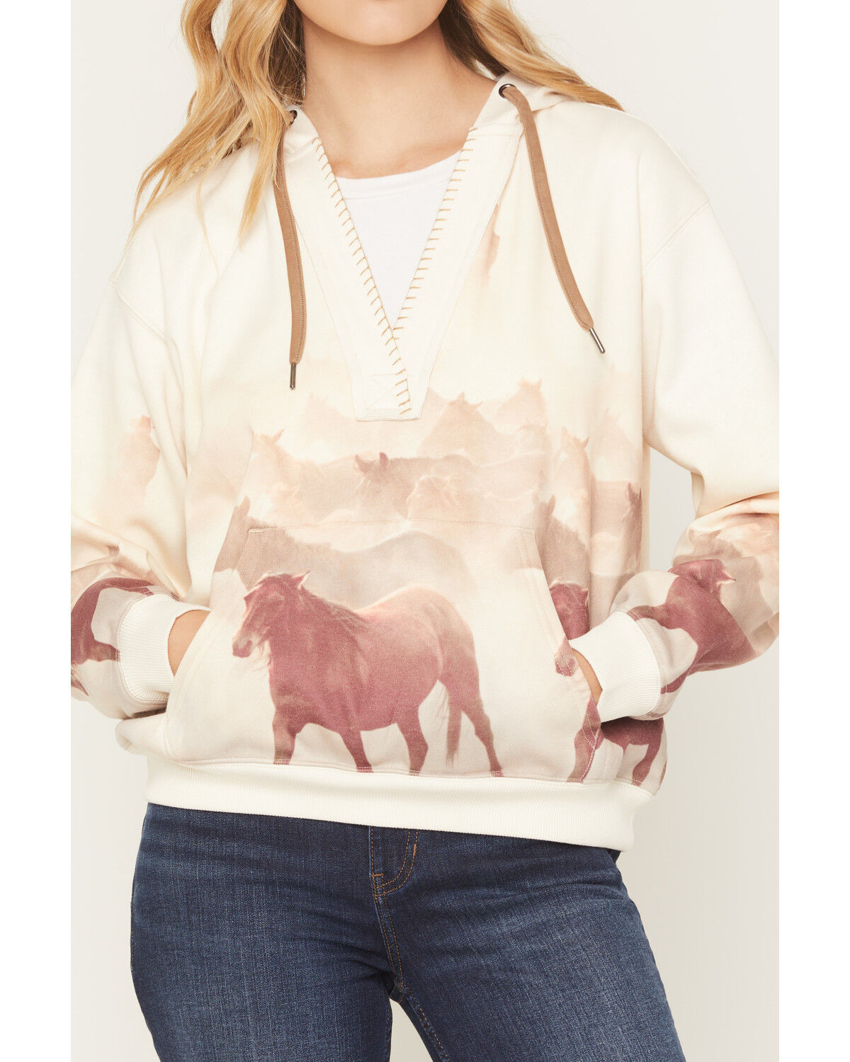 Image #3 - Shyanne Women's Running Horse Pullover Hoodie, Cream, hi-res