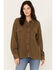 Cleo + Wolf Women's Waffle Knit Shacket, Olive, hi-res