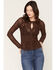 Image #1 - Shyanne Women's Ashley Long Sleeve Lace Keyhole Top, Dark Brown, hi-res