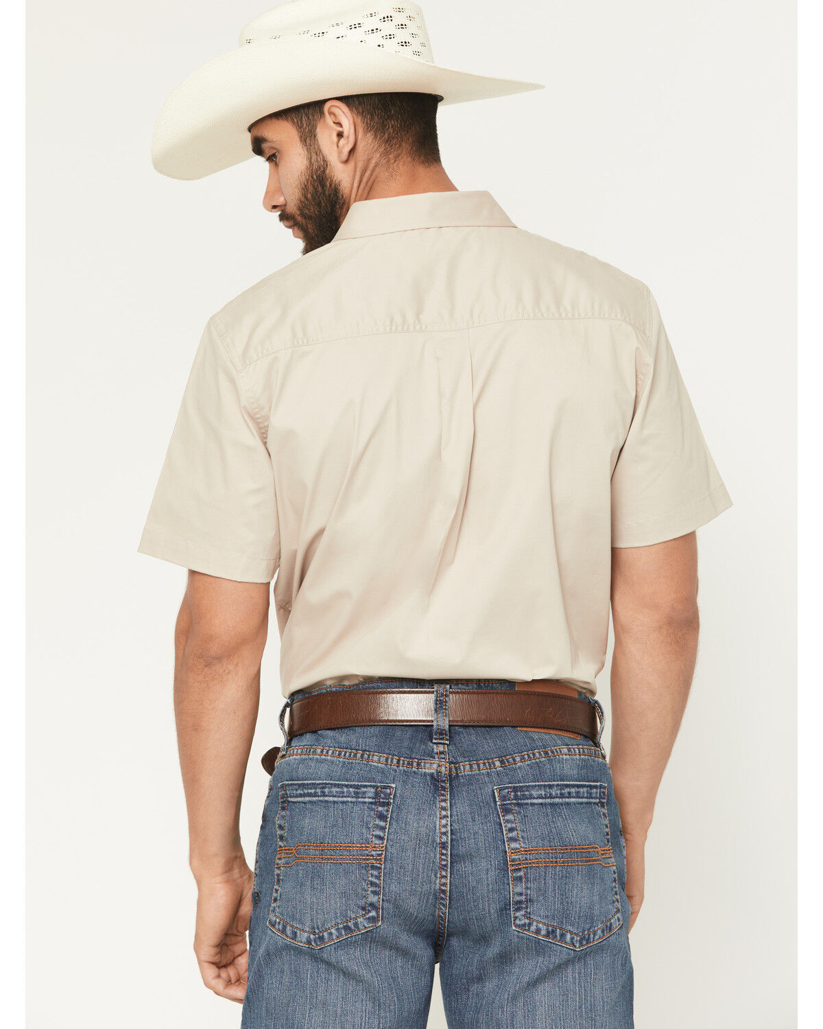 Image #4 - Cody James Men's Basic Twill Short Sleeve Button-Down Stretch Western Shirt, Tan, hi-res