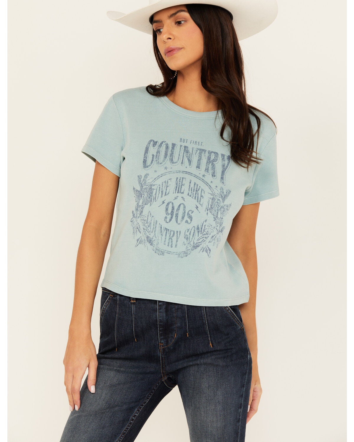 Cleo + Wolf Women's Aiden Short Sleeve Cropped Graphic Tee, Aqua, hi-res