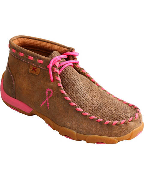 Image #1 - Twisted X Youth Girls' Brown Breast Cancer Moccasin Boots - Moc Toe , , hi-res
