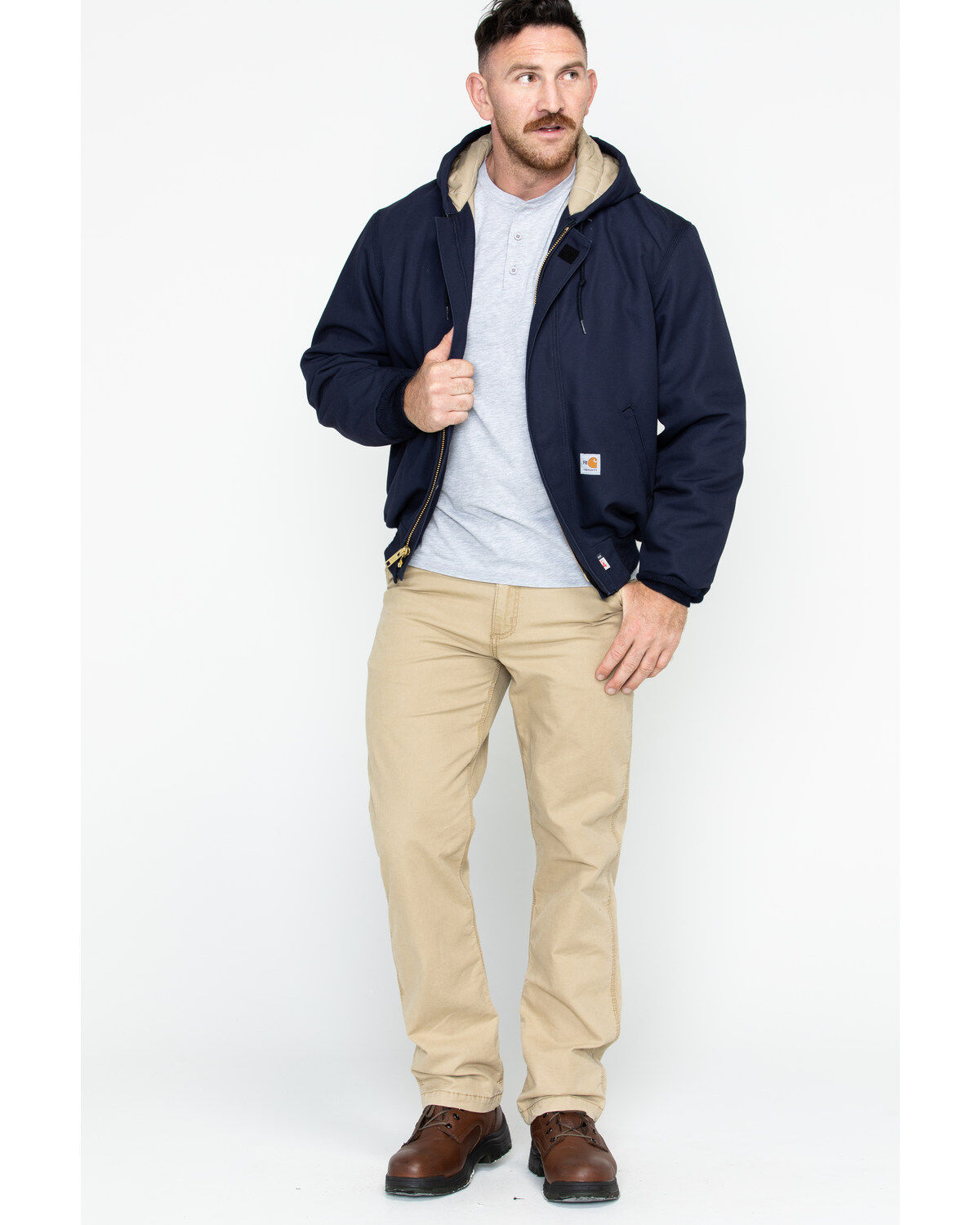 Image #7 - Carhartt Men's Flame-Resistant Duck Active Work Jackets, Navy, hi-res