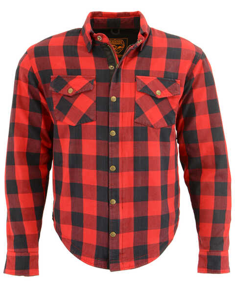 Milwaukee Performance Men's Aramid Checkered Flannel Biker Shirt - Big & Tall, Black/red, hi-res