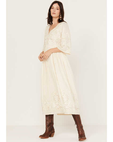 Shyanne Women's Mirror Embellished Bridal Maxi Dress, Cream, hi-res