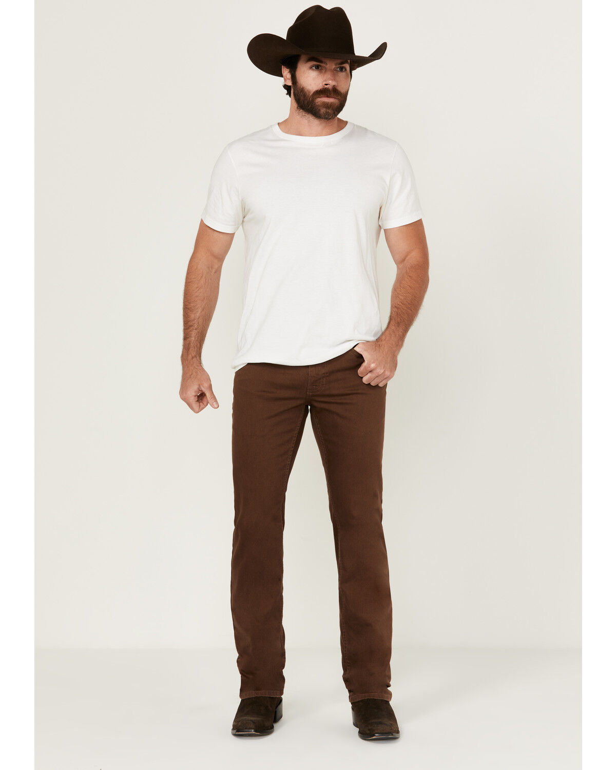 Image #1 - Cody James Men's Canyon Slim Straight Stretch Denim Jeans, Dark Brown, hi-res