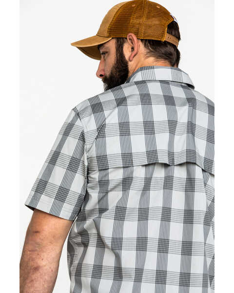 Carhartt Men's Rugged Flex Rigby Plaid Print Short Sleeve Work Shirt , Dark Grey, hi-res