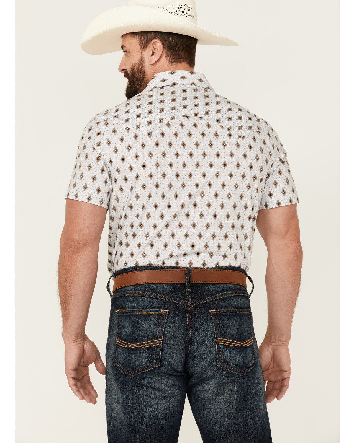 Image #4 - Dale Brisby Men's Taupe Southwestern Geo Print Short Sleeve Snap Western Shirt, , hi-res