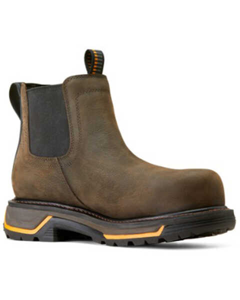 Ariat Men's Big Rig Waterproof Chelsea Work Boots - Composite Toe, Brown, hi-res